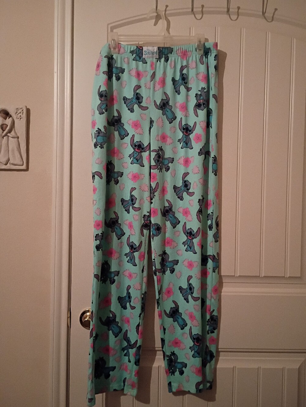 Disney Stitch Mint Hibiscus Floral Sleep Pajama Pants Large 12-14